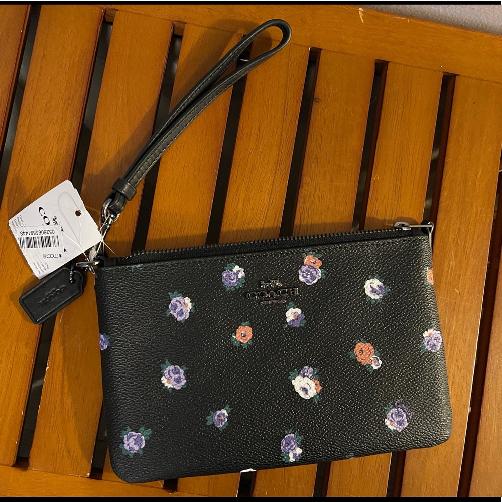 New Floral Leather Coach Wristlet